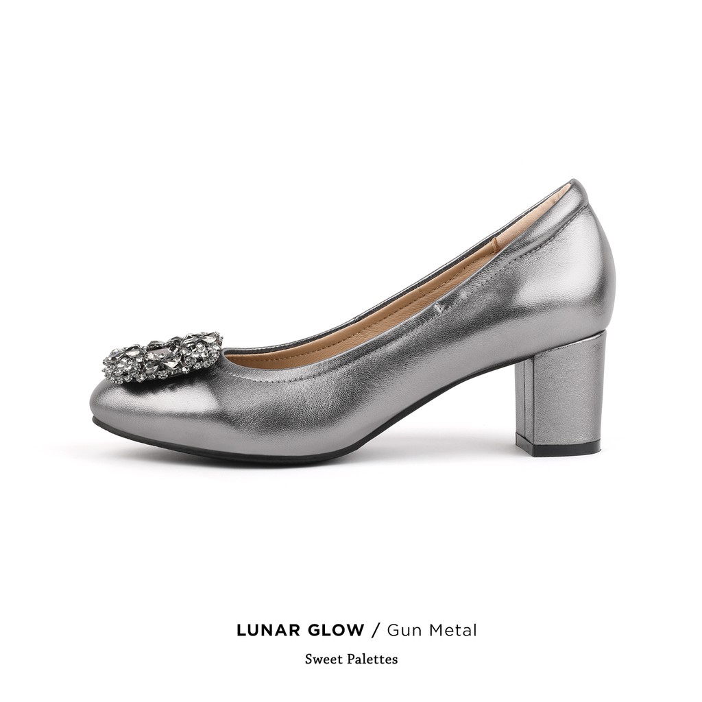 Sweet Palettes รองเท้าหนังแกะ Lunar Glow Gun Metal