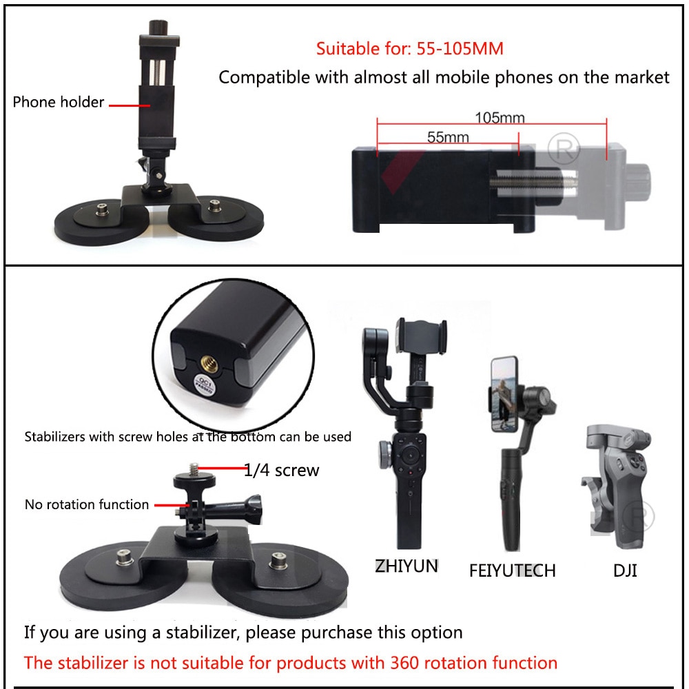 Tuyu Magnet Car Suction Cup Mount 2pcs Sucker For Insta 360 One R X2 Gopro Max Motorcycle Camera Sma 2 163