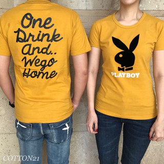 PLAYBOY เสื้อยืดชาย-หญิง ลายคลาสสิค