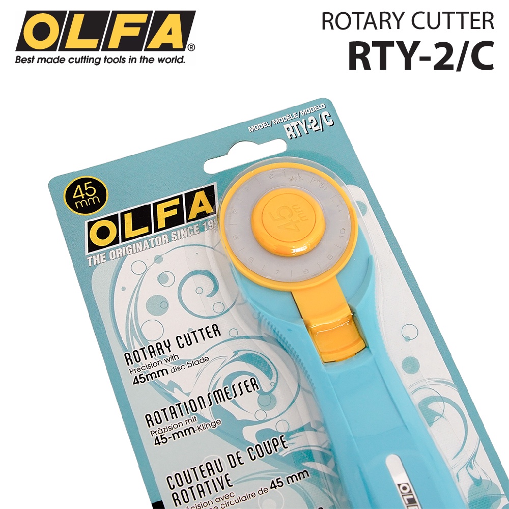 คัตเตอร์โรตารี่ มีดคัตเตอร์ตัดผ้า / ตัดหนัง 45 mm. OLFA รุ่น RTY-2/C  /  อะไหล่ใบมีด RB45  [S24]