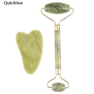 Qukiblue Roller และ Gua Sha เครื่องมือนวดหยกธรรมชาติ พร้อมหิน สําหรับใบหน้า