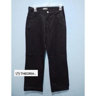 กางเกงผ้า ไซส์ L Theoria Jeans สีดำ ขากระบอกใหญ่ มือสอง