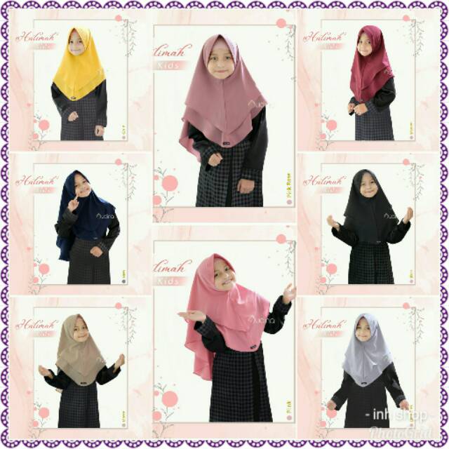 HALIMAH KIDS KHIMAR ORI AUDINA BEAUTIFUL SYARI INSTANT HIJAB PREMIUM PET ANTEM CHILDREN TWO LAYERS P