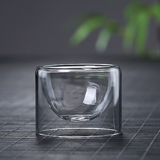 ถ้วยแก้วใสสองชั้น ขนาด 60 ml. Double-Layer Transparent Glass Small Teacup