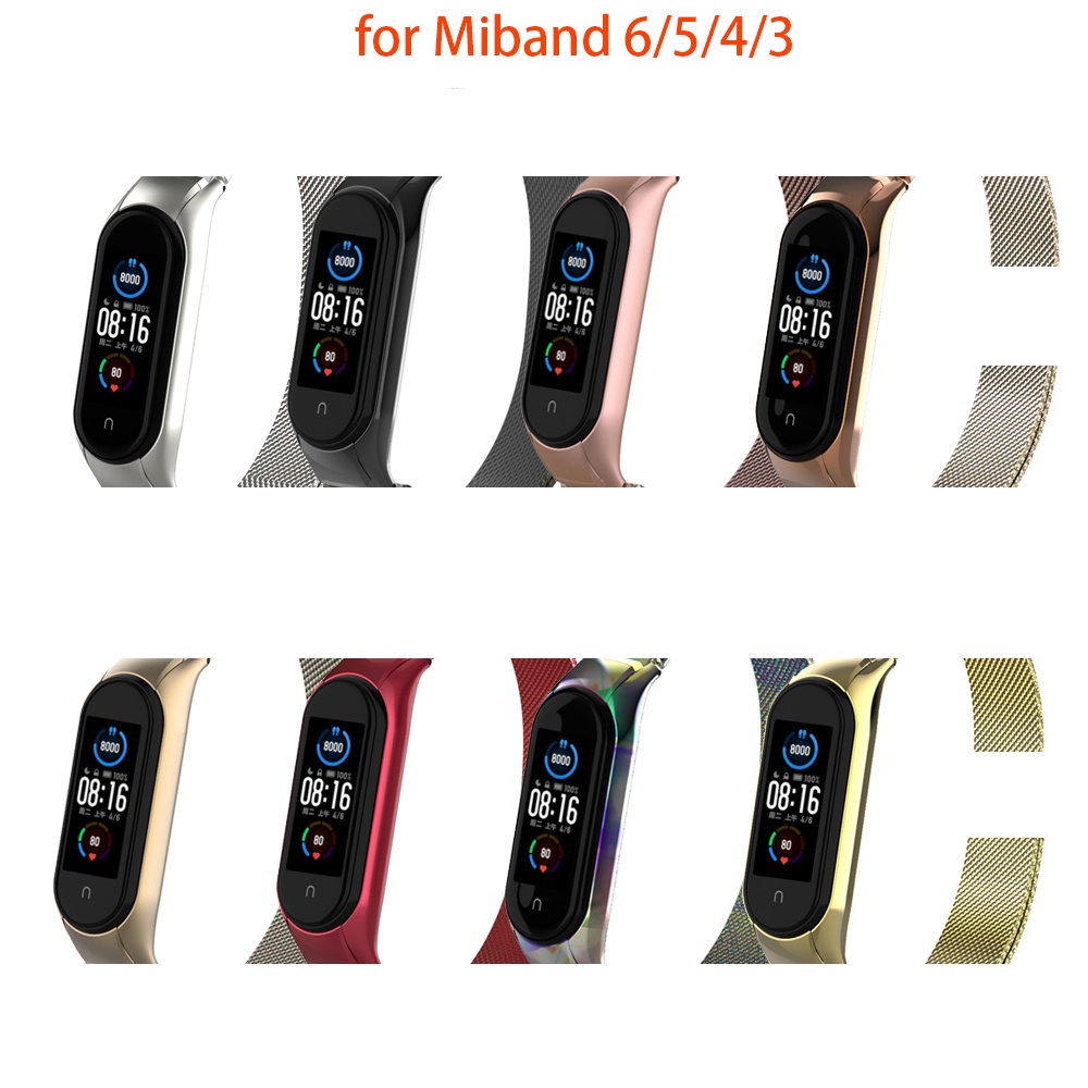 สายรัดสแตนเลสของ สำหรับ Xiaomi Mi Band 3 4 Miband 3 4 5 6