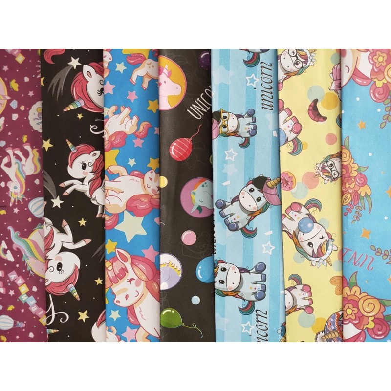 กระดาษห่อลายยูนิคอร์นวัด 50x55cm ยี่ห้อ J&J ราคา 10 ชิ้น