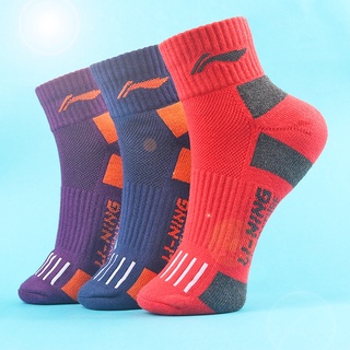 ถุงเท้ากีฬา ถุงเท้าLiNing Thickened Sports Socks Mens Tennis Socks Sports outdoor Quick Dry Breathable Middle Tube Towel Bottom Badminton Socks Sweat Absorption Running Socks Deodorant Basketball Socks Wholesale Trade