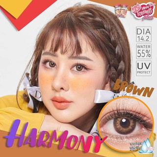 mini Harmony Brown มินิ น้ำตาล ทรีโทน โทนแบ๊ว Kitty Kawaii เลนส์พรีเมี่ยม ค่าอมน้ำสูง Bigeyes คอนแทคเลนส์ ค่าสายตา noree