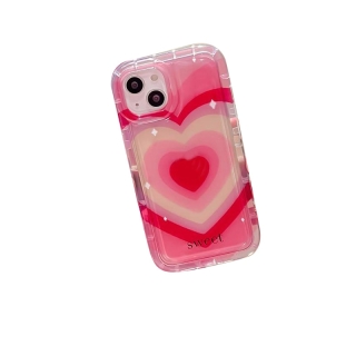VENKI - Case For iPhone 14 Pro Max TPU Soft Jelly Airbag Case Love Heart Clear Pink Blue Case Camera Protection Shockproof For iPhone 14 13 12 11 Plus Pro Max 7 Plus X XR