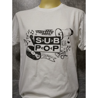 เสื้อยืดเสื้อวงนำเข้า Sub Pop Record Subpop Nirvana Grunge Kurt Cobain Style Vitage T-Shirt