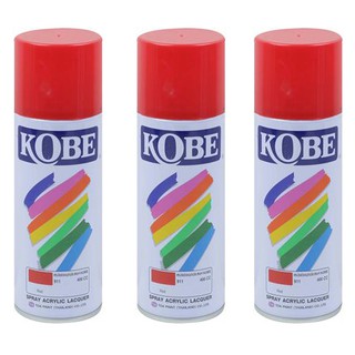 KOBEสีพ่นสเปรย์ สีเสปรย์ สีอะคริลิค ใช้งานได้หลากหลาย สีสวยสดทนนาน รุ่น 911 สีแดง (3กระป๋อง)ราคาส่ง