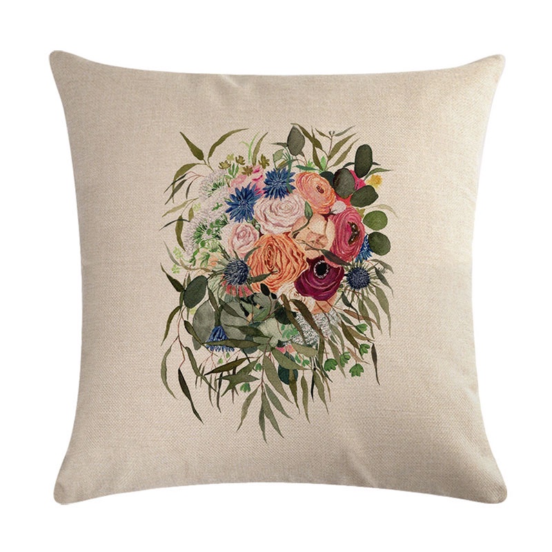 ปลอกหมอน ผ้าลินิน ลายดอกไม้ ขนาด 45x45 ซม. สําหรับตกแต่งบ้าน รถยนต์ - รูปที่ 4