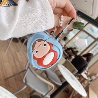 เคสหูฟังบลูทูธไร้สาย ซิลิโคนนุ่ม ลายการ์ตูน Ponyo พร้อมแหวนคล้อง สําหรับ Air Pods 1 2 3 Pro