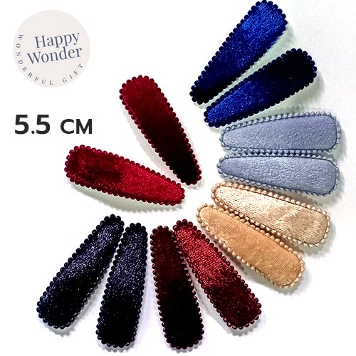 2 ชิ้น กิ๊บเป๊าะแป๊ะคู่ ตัวเล็ก กำมะหยี่ กิ๊บติดผม 4.5 - 5.5 cm น้ำหนักเบา