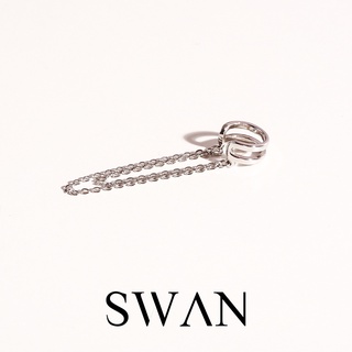 SWAN - Double Chain Cuff  ต่างหูหนีบโซ่เงินแท้ คล้องหู ไม่ต้องเจาะ