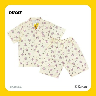 CATCHY x Kakao Friends ชุดนอน แขนสั้น ขาสั้น แขนสั้น ขายาว Apeach เอพีช ลิขสิทธิ์แท้ พร้อมส่งจากไทย ผ้าคอตต้อนซาติน