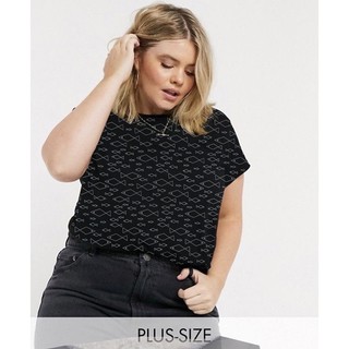 เสื้อยืดสาวอวบ Plus-size เสื้อยืดสีดำ เสื้อยืดเกาหลี เสื้อยืดไซส์ใหญ่ (50”-54”) #3389500143