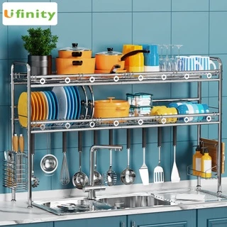 Lifinity ชั้นวางจาน ที่คว่ำจานสแตนเลส 1/2ชั้น 60/80/90/100/120ซม ชั้นวางของในครัว
