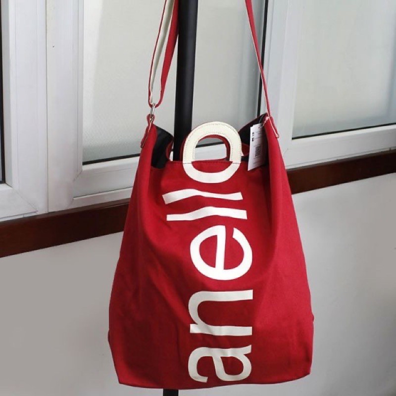 Anello Cotton Canvas 2-way Tote Bag ของแท้ 100%