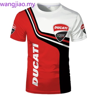 เสื้อยืดลําลองแฟชั่นสําหรับผู้ชาย Unisex ผ้าฝ้ายแขนสั้นสีพื้นพิมพ์ลาย Ducati Logo 3D