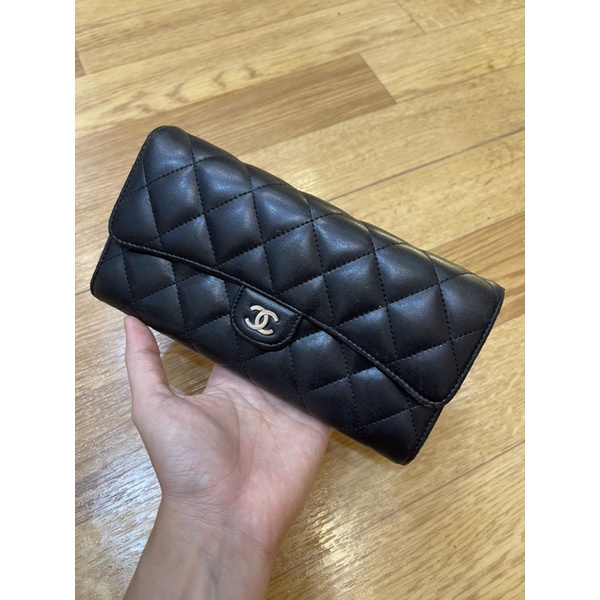 used chanel sarah flap long wallet