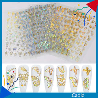 Cadiz* สติกเกอร์ตกแต่งเล็บ ลายผีเสื้อ กันน้ํา DIY 3 ชิ้น