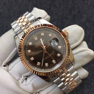 Rolex Date Series 126331 Chocolate Plate Diamonds นาฬิกาผู้ชายอัตโนมัติ