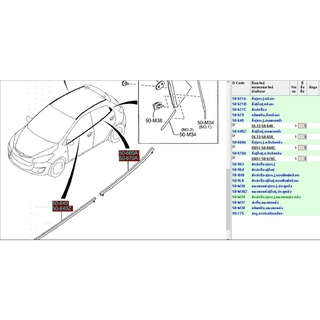 คิ้วรีดน้ำกระจกประตูตัวล่าง ทุกประตู มาสด้า 2 Mazda 2 ปี 2009 5 ประตู ของแท้ เบิกศูนย์