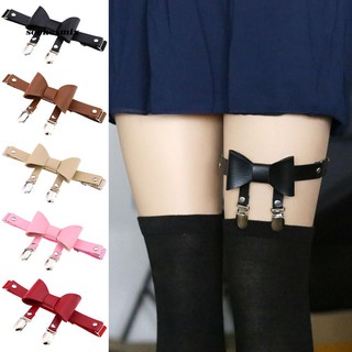 SOC♥Chic Women Ladies Faux Leather Bowknot Leg Garter Belt Elastic Punk Thigh Ring