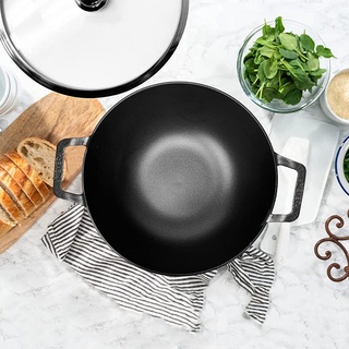 กระทะเหล็กหล่อ 26 cm กระทะก้นลึก กระทะผัด กระทะเหล็ก กระทะ MEYER กระทะเคลือบ Cast iron pan Nananatural