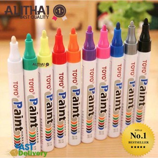 Alithai TOYO PAINT ปากกา สีแต้มแม็กซ์ - สีแต้มล้อรถ-และยางรถยนต์ สีขาว (WHITE Red Yellow)