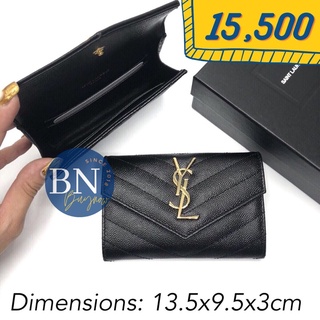 ✨NEW✨ Saint Laurent (YSL) Monogram Small Envelope Wallet in Black GHW