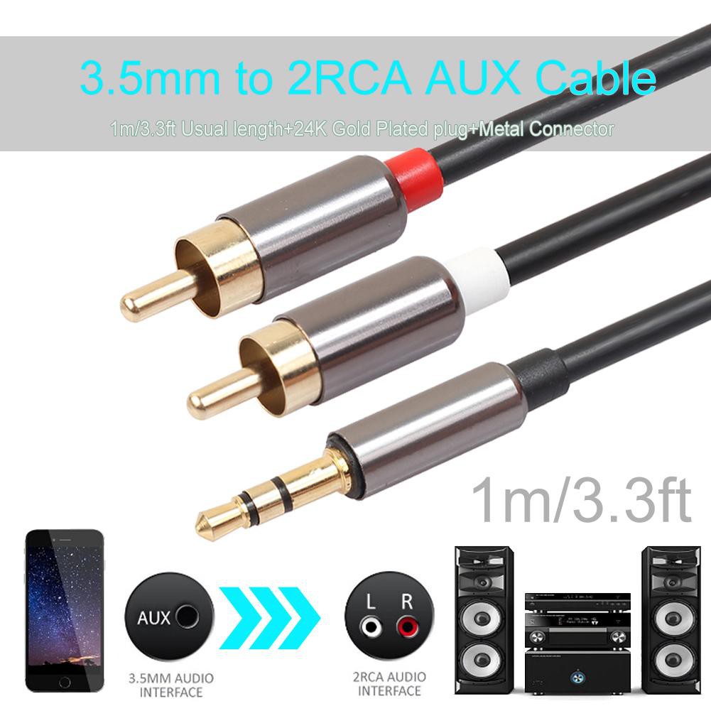 ❤MA-NEW❤Metal Case 3.5mm Male to 2RCA Audio Stereo Y Splitter Cable for Tablet PC