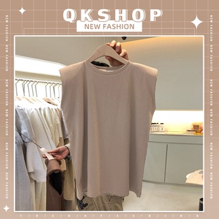 QKshop เสื้อยืดแขนกุดสุดเท่ห์🌈สวยไม่ซ้ำใครมีสีให้เลือกด้วยนะ☀️รุ่นนี้ไม่มีเสริมบ่าแต่ใส่แล้วเสริมสร้างความมั่นใจนะ💙