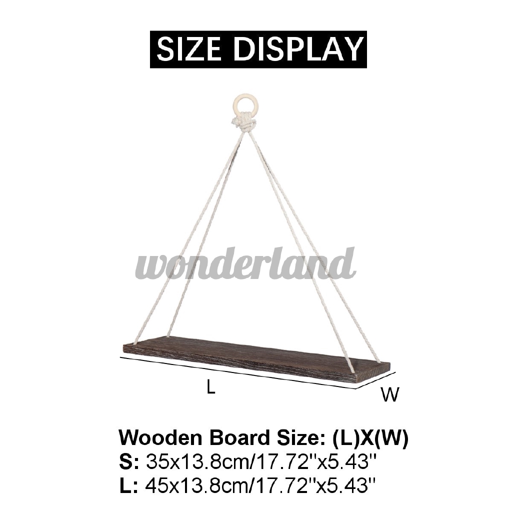 Hanging Ladder Wooden Rope Shelf Floating Wall Shelf Storage Rack ...
