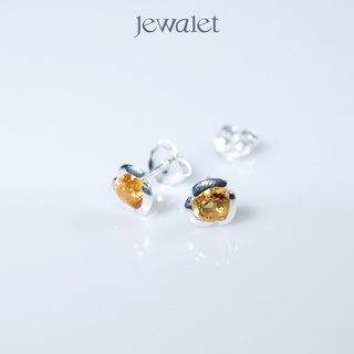 JEWALET CITRINE LOTUS SILVER FANCY EARRINGS ต่างหูเงินแท้ ซิทริน ดอกบัวแฟนซี 6 มม.