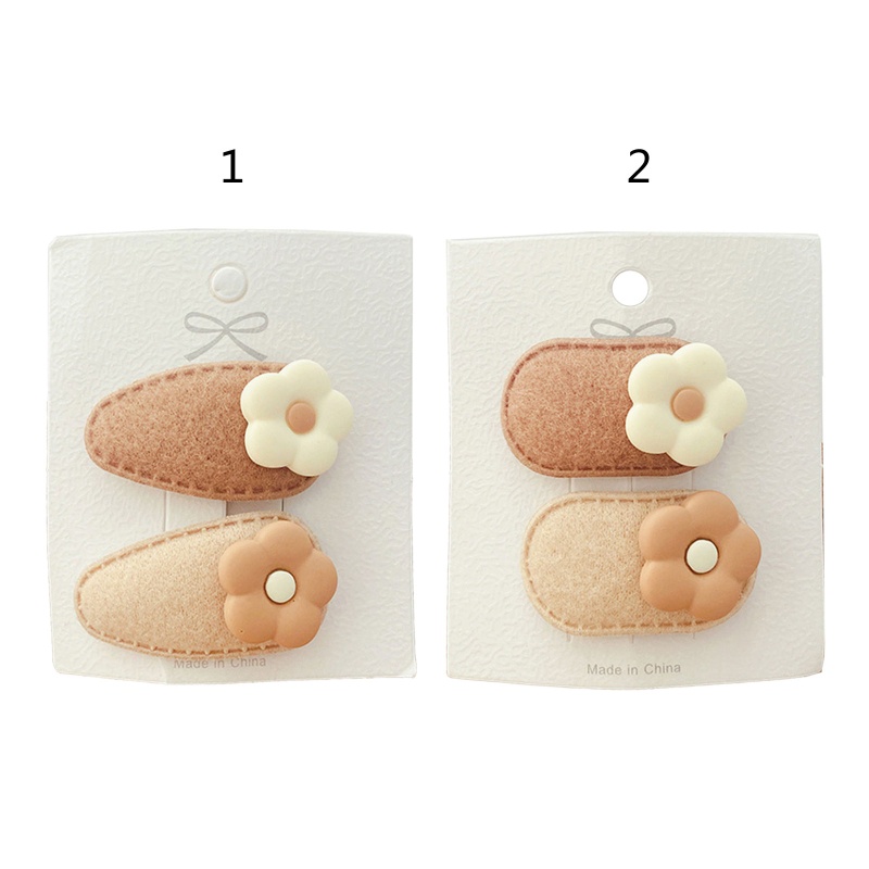 Omg* กิ๊บติดผม ลายดอกไม้ สีครีม สําหรับเด็กผู้หญิง 2 ชิ้น
