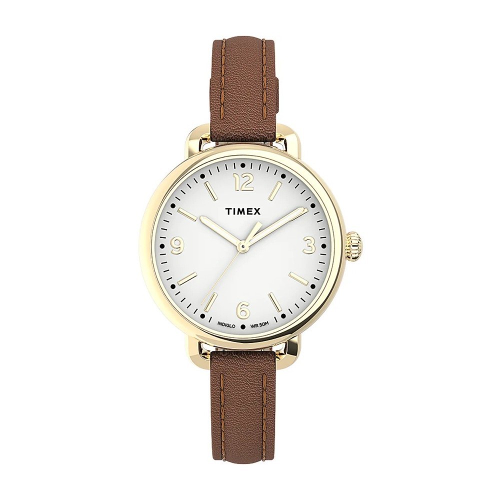 Timex TW2U60000 WOMEN'S STANDARD DEMI นาฬิกาข้อมือผู้หญิง สายหนัง สีน้ำตาล หน้าปัด 30 มม.