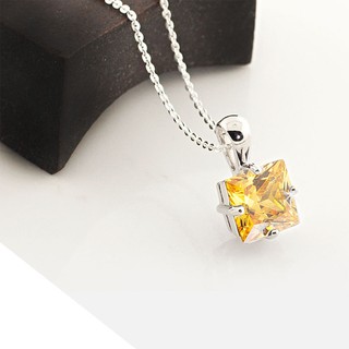 จี้เงิน 925 ประดับพลอย CZ Yellow  สีเหลี่ยม OKPE001-CZCT