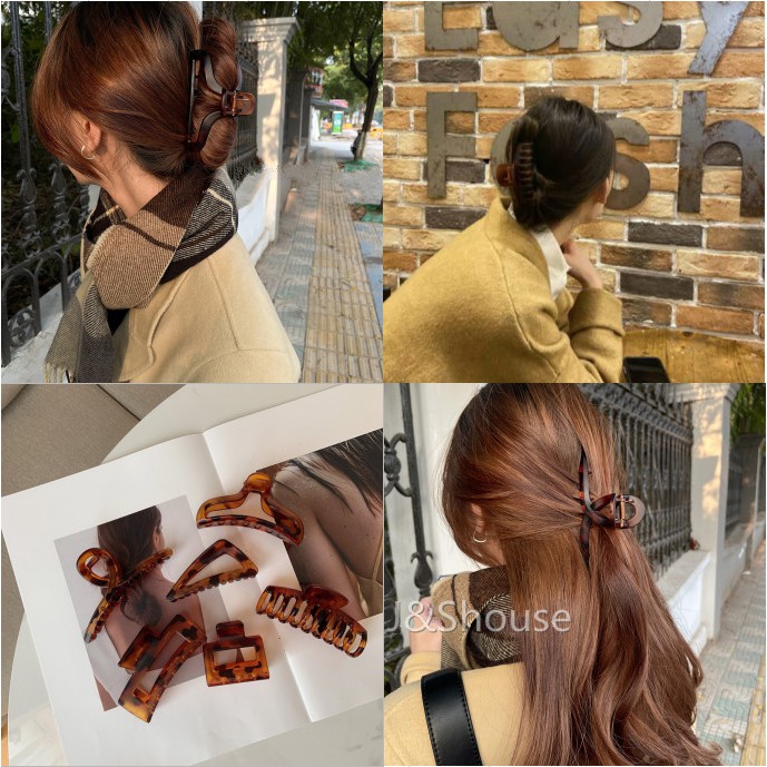 Kf128 ขอบแฟชั่นสูง สไตล์เกาหลี เสือดาวด้าน ซีรีส์สีน้ําตาลเข้ม อุปกรณ์เสริมกิ๊บติดผมเล็บ