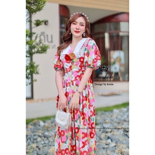 เดรสแสนสวย กรี๊ดหนักมาแม่สำหรับเซ็ทนี้คือมันน่ารักสุดๆไปเลยค่า🥰ตัวชุดมีtuxtureอย่างดี ปักลูกไม้สีขาว