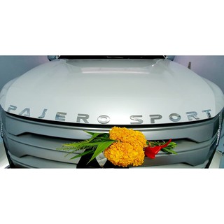 โลโก้ Pajero Sport กระโปรงหน้า ติดหน้ารถ สีโครเมี่ยม ( LOGO ปาเจโร่ สปอร์ต ติดฝากระโปรง หน้ารถ )