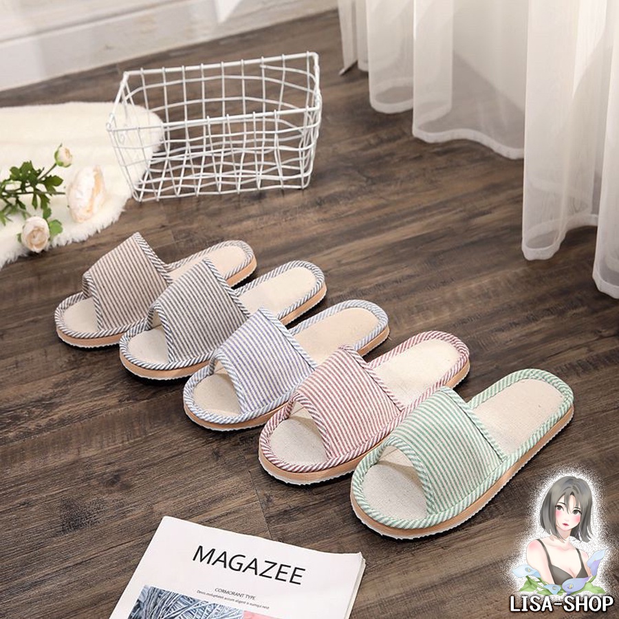 รองเท้าแตะใส่ในบ้าน พื้นนิ่ม ลายทาง มี 5 สี พื้นกันลื่น ขนาดไซซ์แบบคร่อม T67