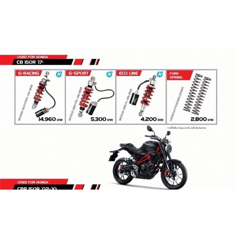 โช้ค Yss Honda CB150R GSport ปรับรีบาวน์ได้ CB 150 R  ** Pre Order **