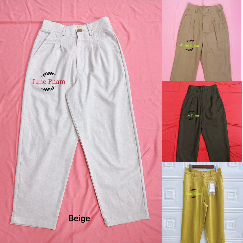[JUNE LINEN] Q11. กางเกงลินินไซส์ใหญ่สําหรับผู้หญิงสี MONY วิดีโอ/ภาพจริง