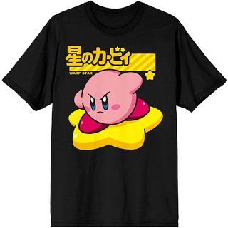 ผ้าฝ้ายคอกลมเสื้อยืด พิมพ์ลายกราฟฟิค Kirby Retro Video Game สีดํา สําหรับผู้ชาย และผู้หญิงfrom S-4XL