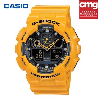 ใหม่จัดส่งฟรีCasio G-Shockแท้ 100% นาฬิกาข้อมือผู้ชาย สายเรซิ่น รุ่น GA-100A-9A ประกัน 1 ปีYellow