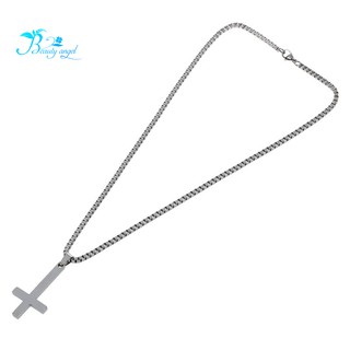 Silver 316L Stainless Steel Inverted Cross Titanium steel Pendant Necklace Lucifer Satan Fashion Vin