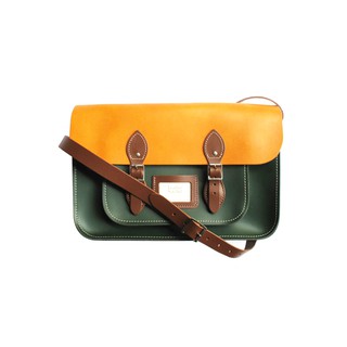 The Leather Satchel Co. หนังแท้ทรงวินเทจ จากอังกฤษ ขนาด 15" สี 3 Tone Limited British County Fair