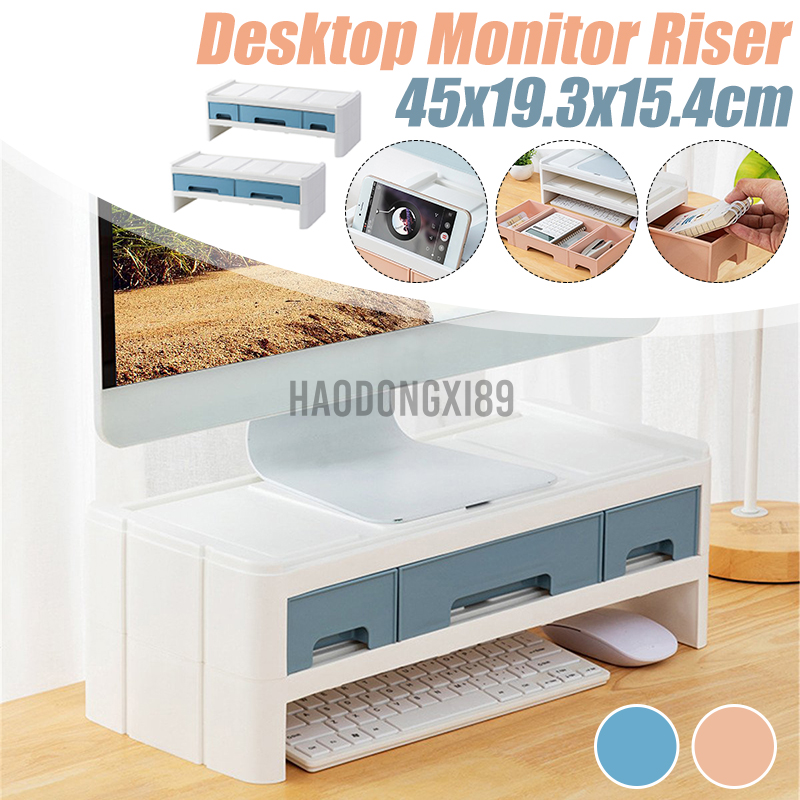 Desktop Computer Monitor Stand Riser Rack Keyboard Holder Drawer ...